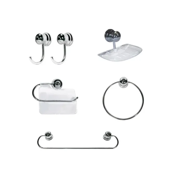 Kit de Acessórios para Banheiro com 5 Peças Plus Cromado